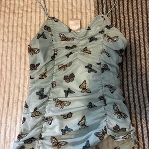 Butterfly Print Ruched Tank Top